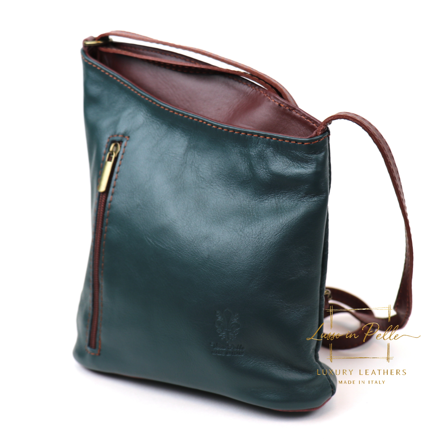 Genuine Soft Italian Leather Crossbody Messenger Handbag