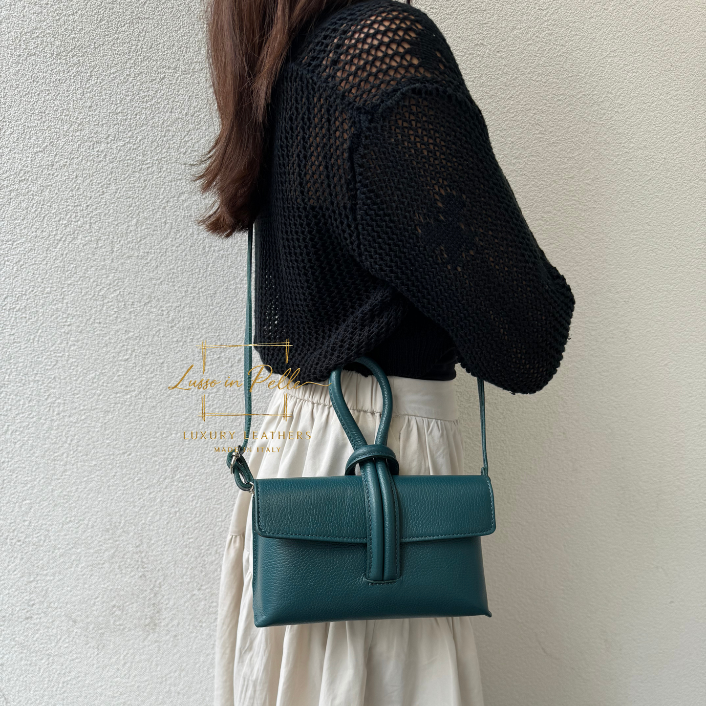 Rose Italian Versatile Leather Bag - Wrist Bag - Clutch Bag