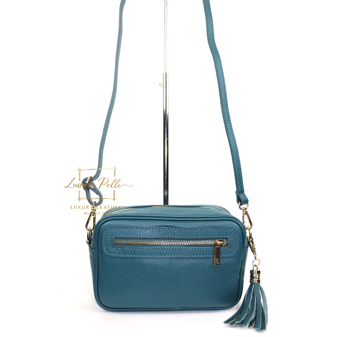 Bella Genuine Italian Pebbled Leather Box Bag