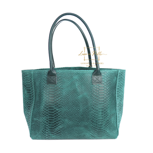Suede Snake Print Two Style Large Shopper Bag