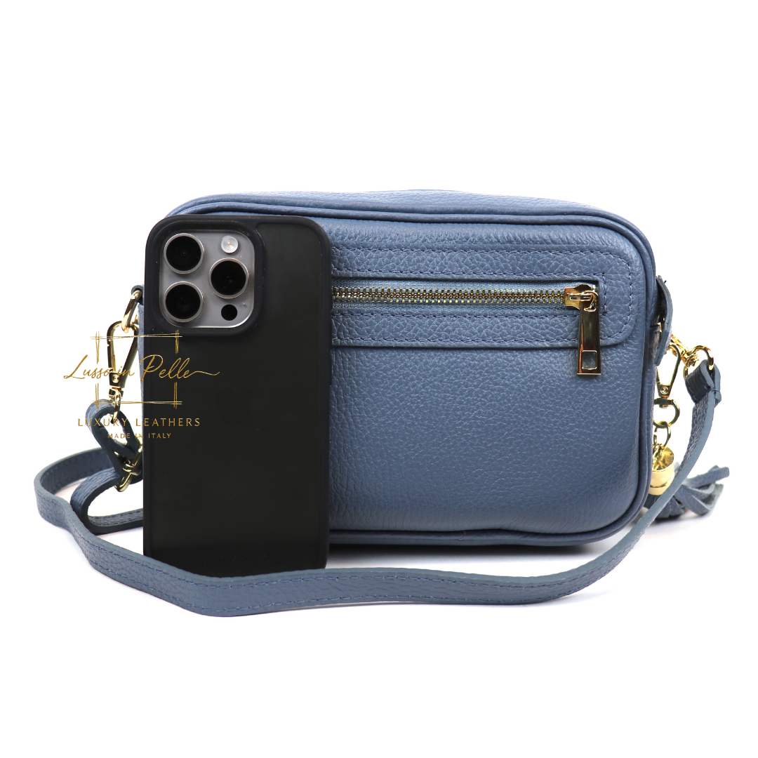 Bella Genuine Italian Pebbled Leather Box Bag