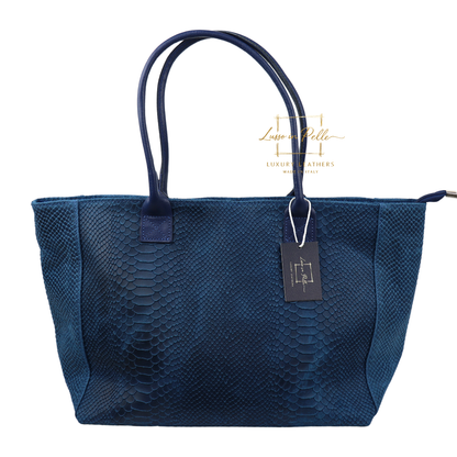 Suede Snake Print Two Style Large Shopper Bag