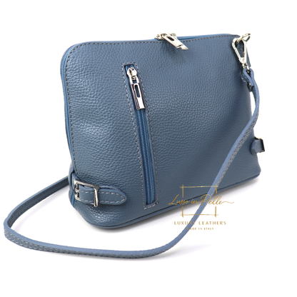 Rectangular Structured Italian Grain Leather Crossbody Bag with Adjustable Straps
