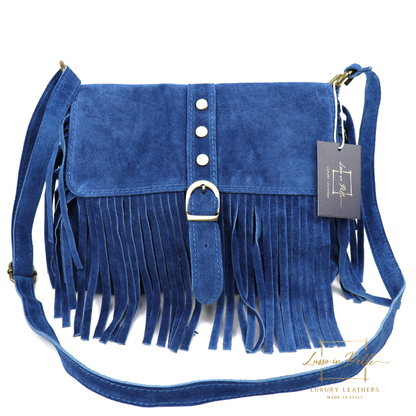 Fringe Suede Crossbody Bag with Adjustable Straps
