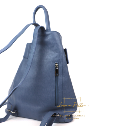 Fold-over Pebbled Leather Backpack