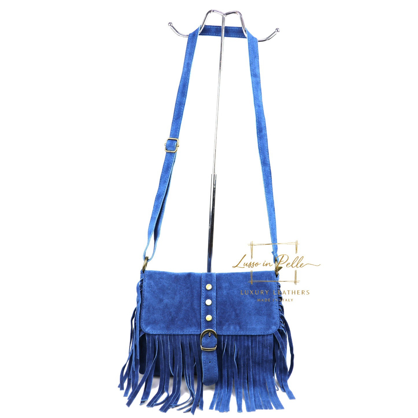 Fringe Suede Crossbody Bag with Adjustable Straps