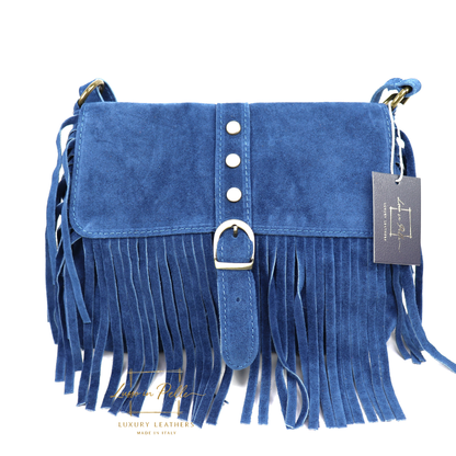 Fringe Suede Crossbody Bag with Adjustable Straps