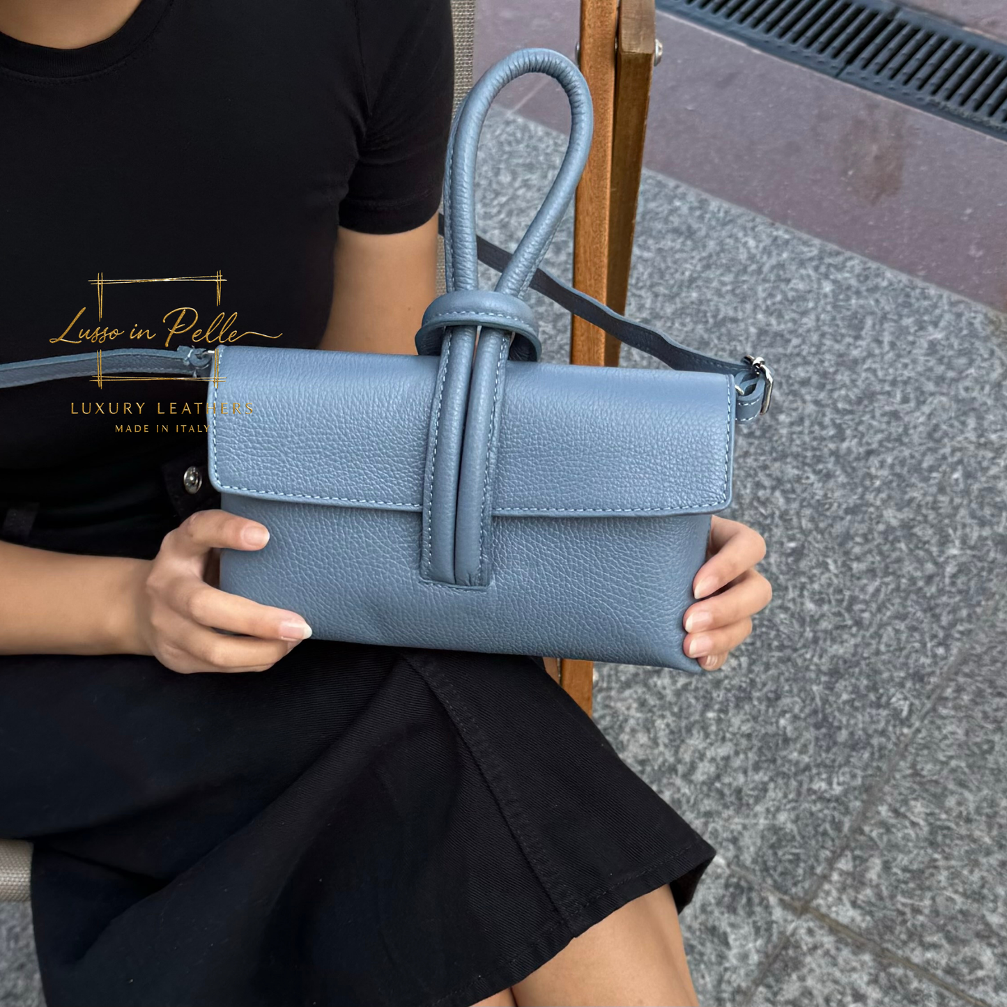 Rose Italian Versatile Leather Bag - Wrist Bag - Clutch Bag