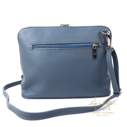 Rectangular Structured Italian Grain Leather Crossbody Bag with Adjustable Straps