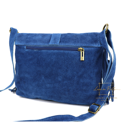 Fringe Suede Crossbody Bag with Adjustable Straps