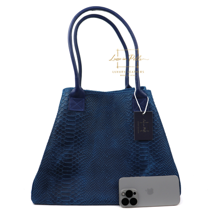 Suede Snake Print Two Style Large Shopper Bag