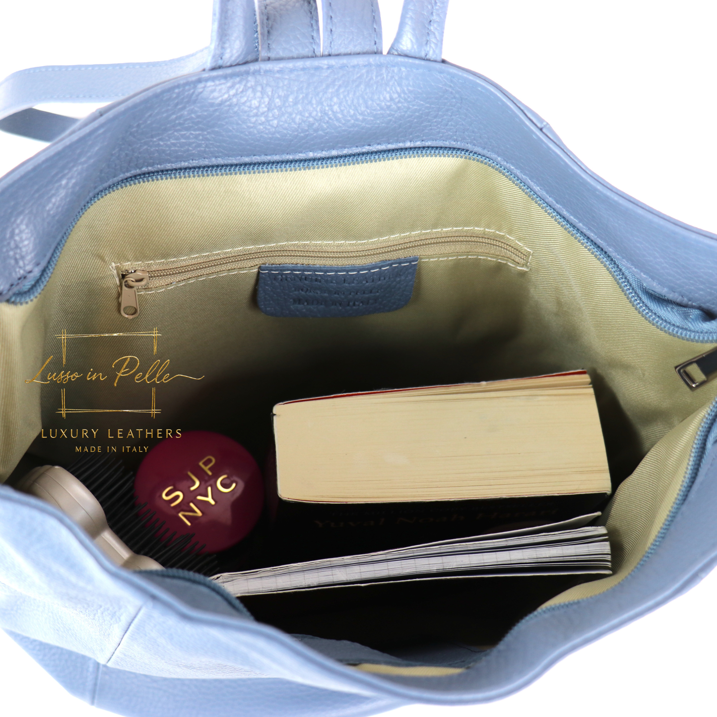 Fold-over Pebbled Leather Backpack
