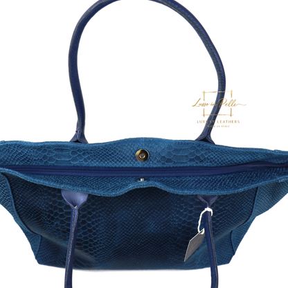 Suede Snake Print Two Style Large Shopper Bag