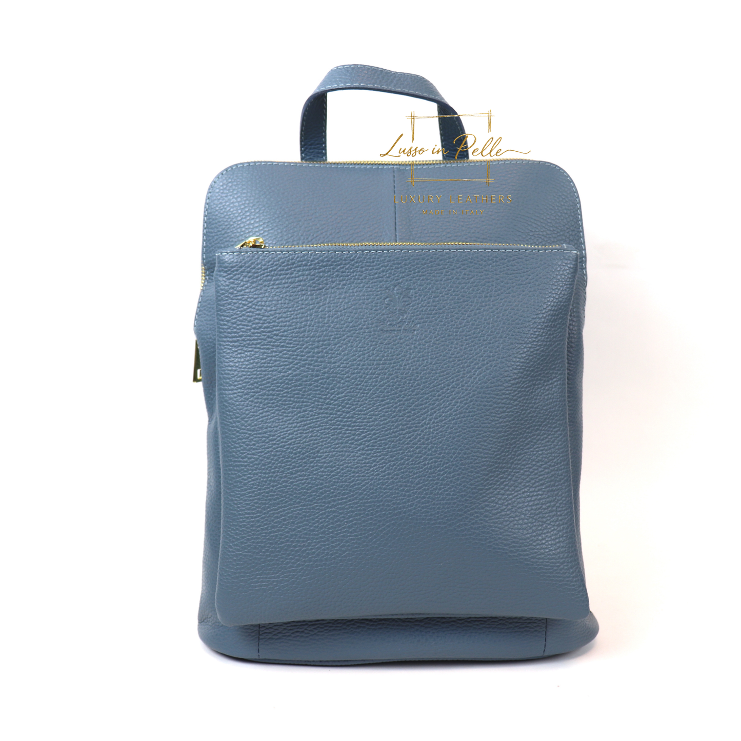 Large Versatile Italian Pebbled Leather Backpack