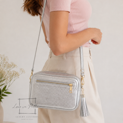Bella Genuine Italian Pebbled Leather Box Bag