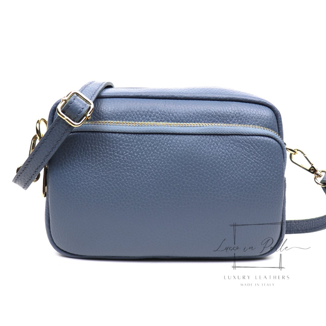 Double Zip Genuine Italian Leather Handbag