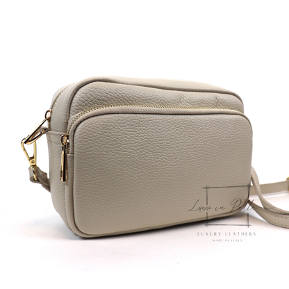 Double Zip Genuine Italian Leather Handbag