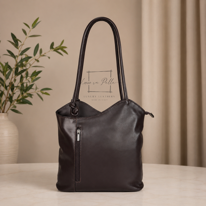 Nappa Leather Convertible Shoulder Bag & Backpack