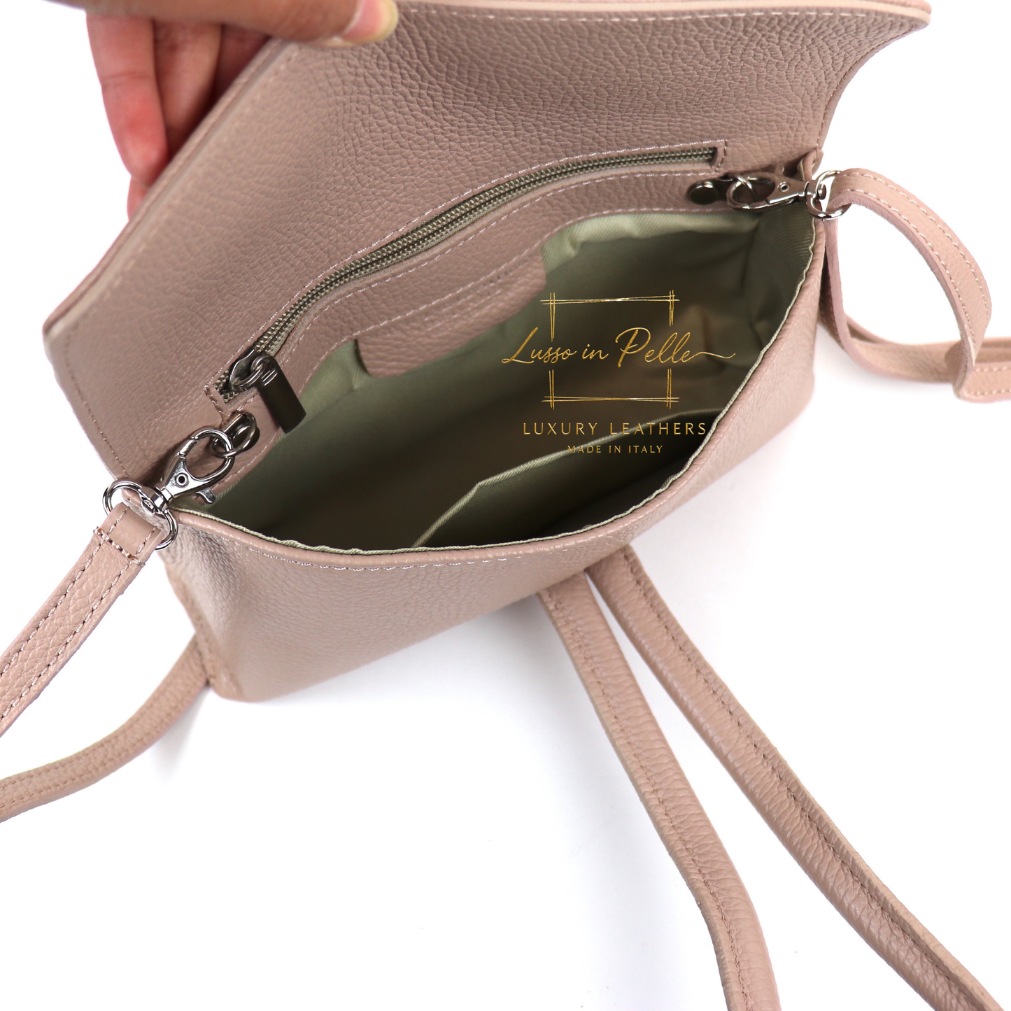 Rose Italian Versatile Leather Bag - Wrist Bag - Clutch Bag