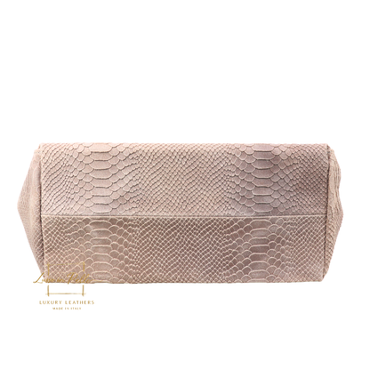 Suede Snake Print Two Style Large Shopper Bag