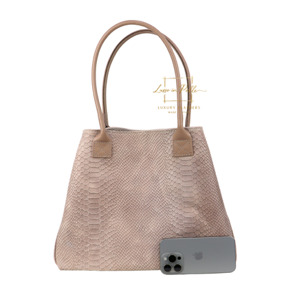 Suede Snake Print Two Style Large Shopper Bag