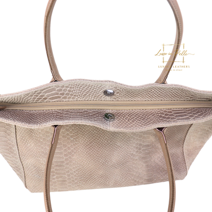 Suede Snake Print Two Style Large Shopper Bag