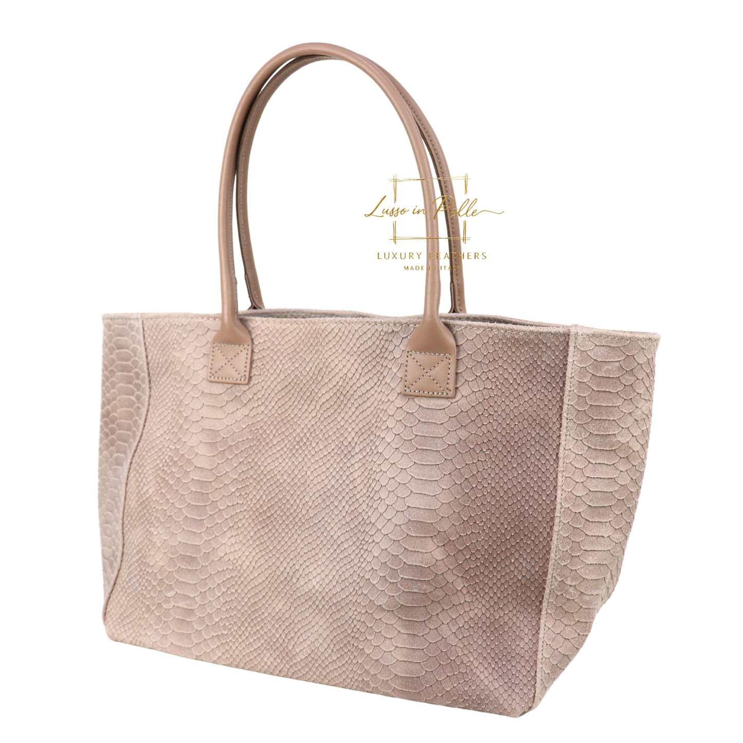 Suede Snake Print Two Style Large Shopper Bag