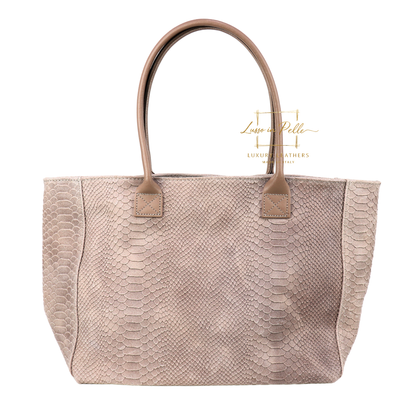 Suede Snake Print Two Style Large Shopper Bag