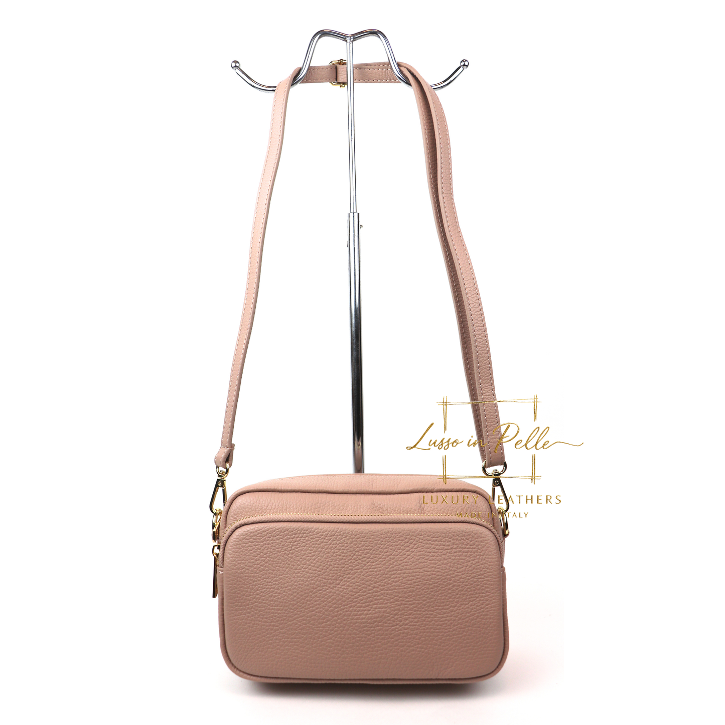 Double Zip Genuine Italian Leather Handbag