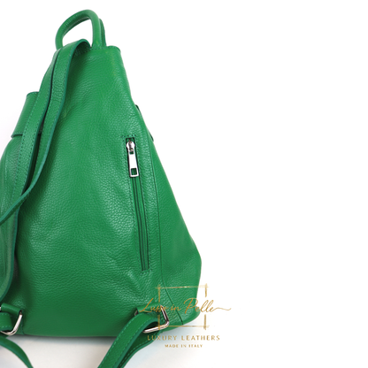 Fold-over Pebbled Leather Backpack