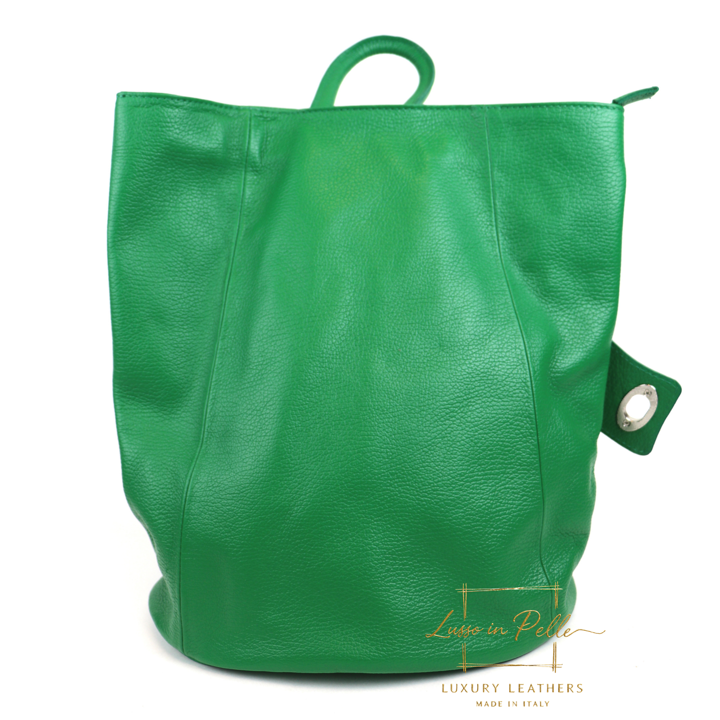 Fold-over Pebbled Leather Backpack