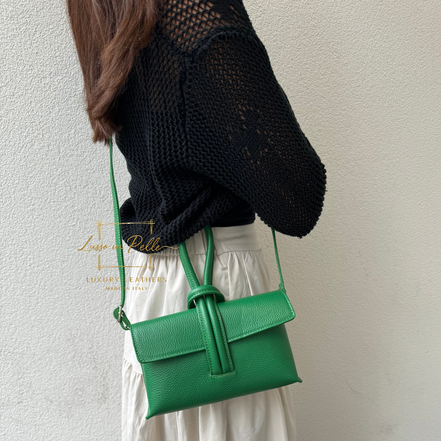 Rose Italian Versatile Leather Bag - Wrist Bag - Clutch Bag