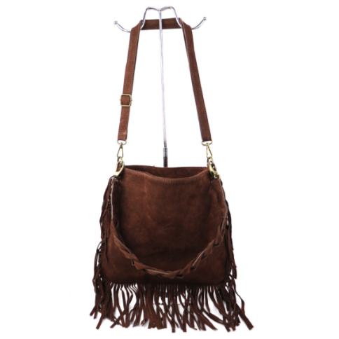 Marina Suede Shoulder/Crossbody Bag with Fringe