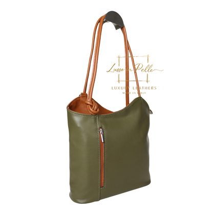 Nappa Leather Convertible Shoulder Bag & Backpack