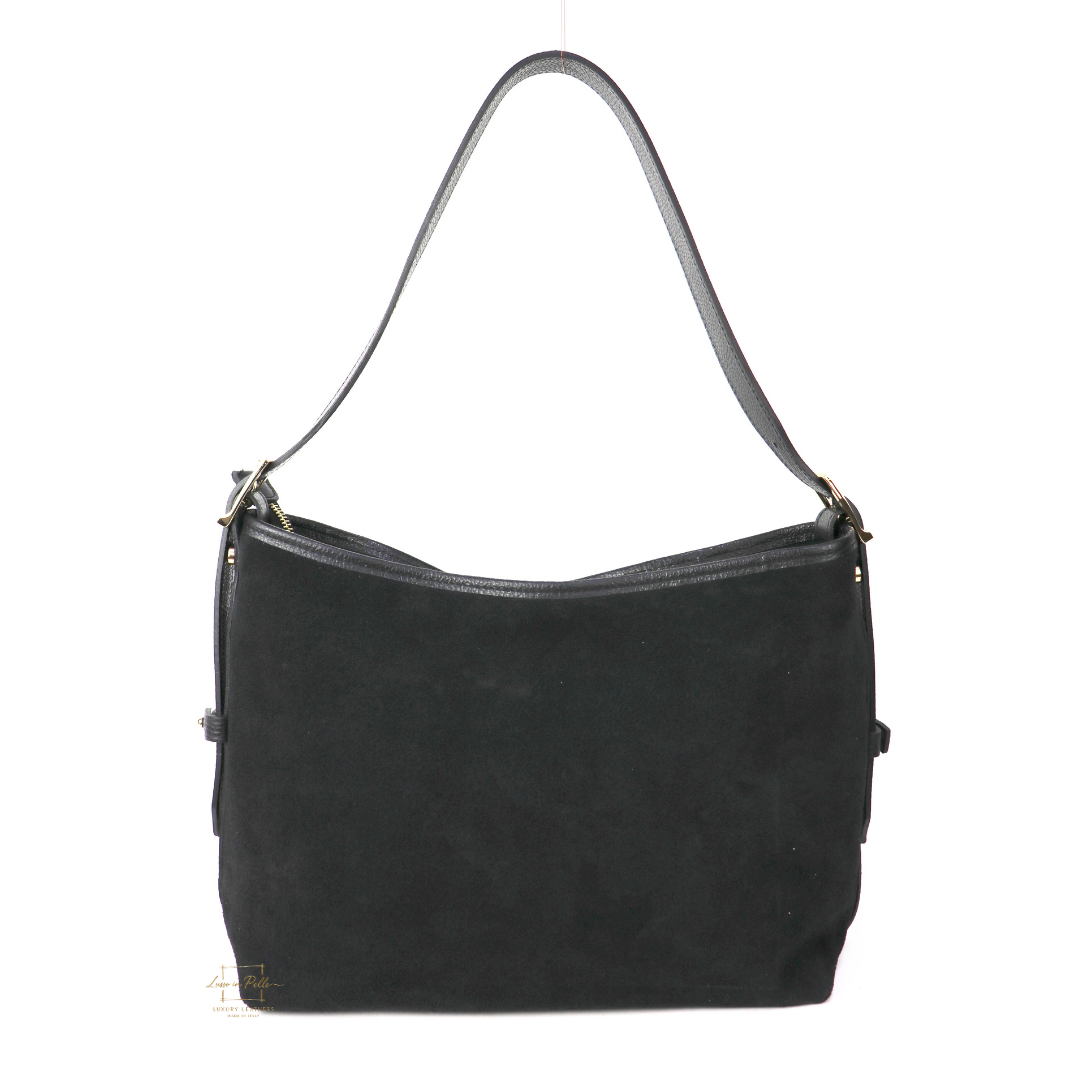 Medium Suede Handbag with Adjustable Leather Straps