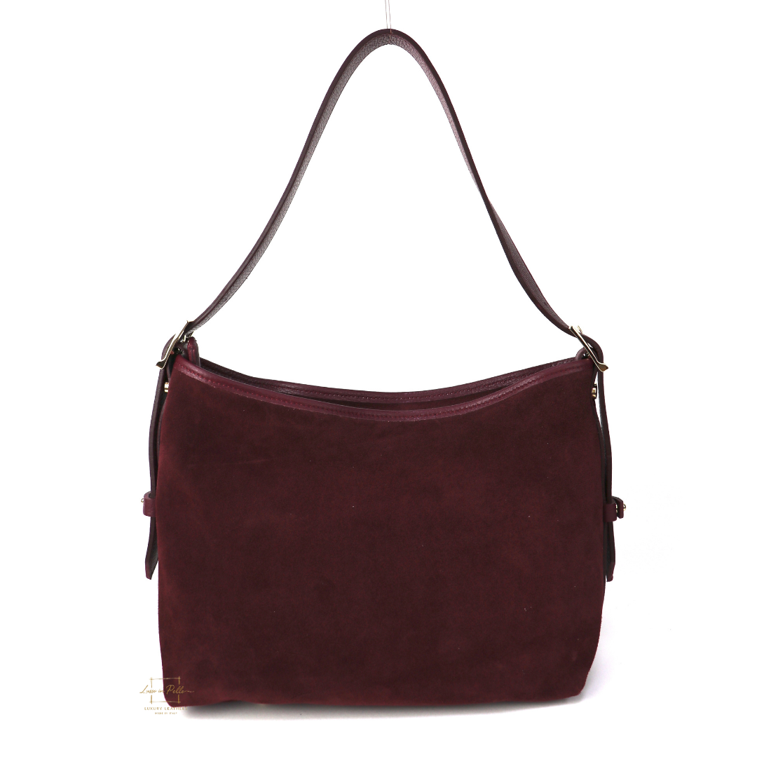 Medium Suede Handbag with Adjustable Leather Straps