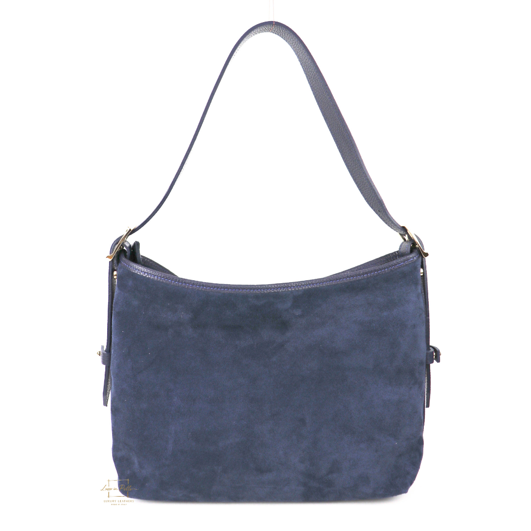 Medium Suede Handbag with Adjustable Leather Straps