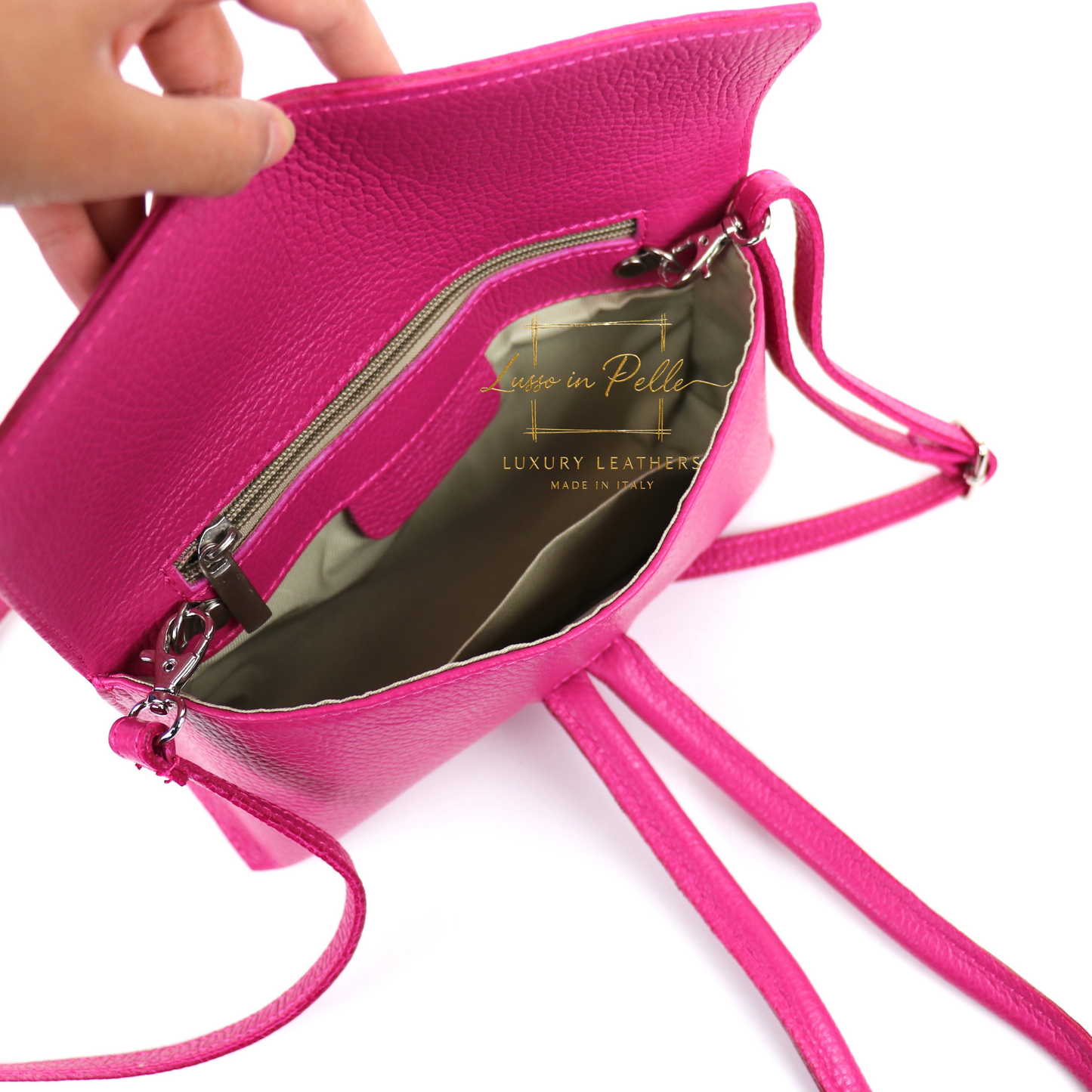 Rose Italian Versatile Leather Bag - Wrist Bag - Clutch Bag