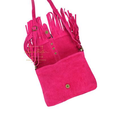 Fringe Suede Crossbody Bag with Adjustable Straps