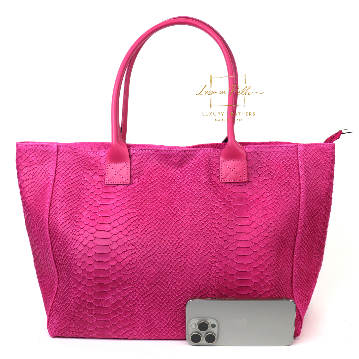 Suede Snake Print Two Style Large Shopper Bag