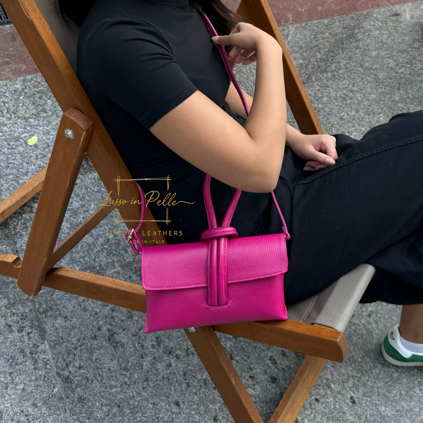 Rose Italian Versatile Leather Bag - Wrist Bag - Clutch Bag