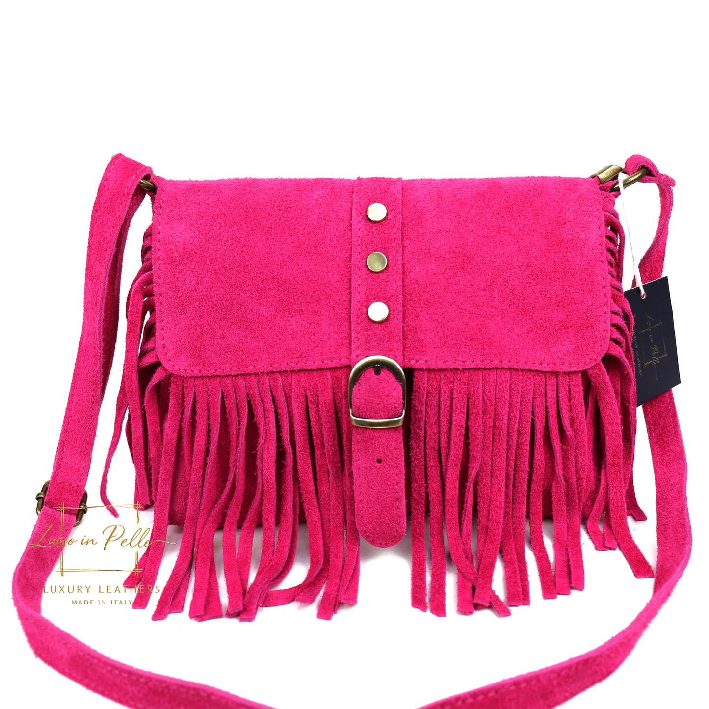 Fringe Suede Crossbody Bag with Adjustable Straps