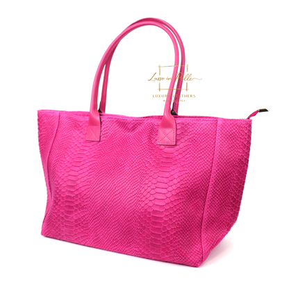 Suede Snake Print Two Style Large Shopper Bag