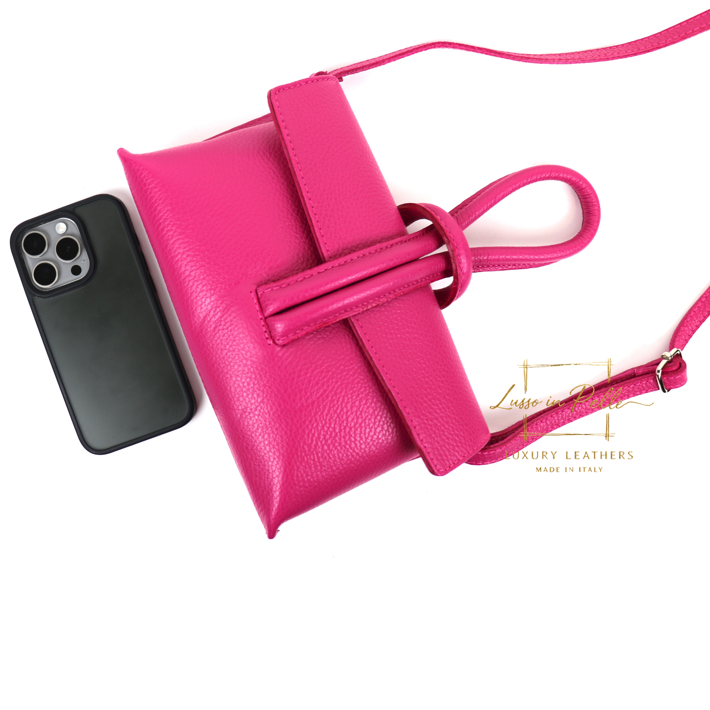 Rose Italian Versatile Leather Bag - Wrist Bag - Clutch Bag