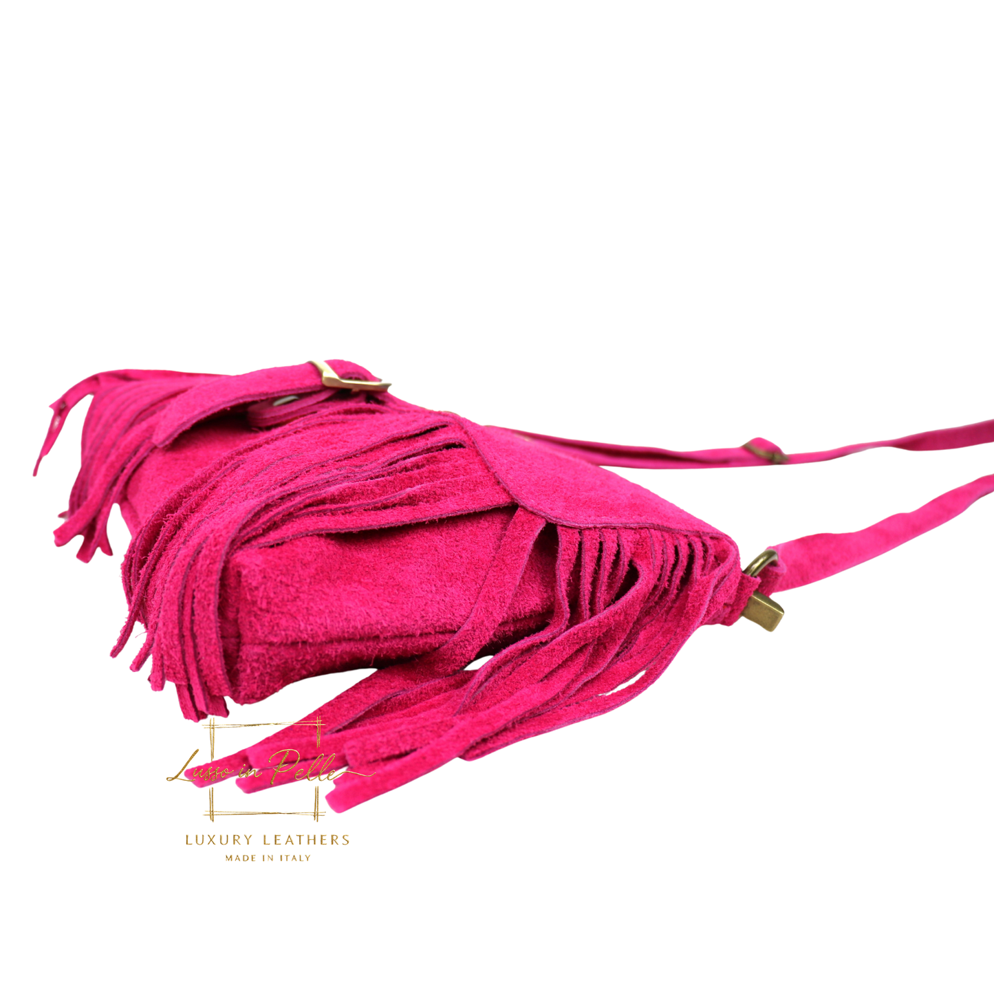 Fringe Suede Crossbody Bag with Adjustable Straps