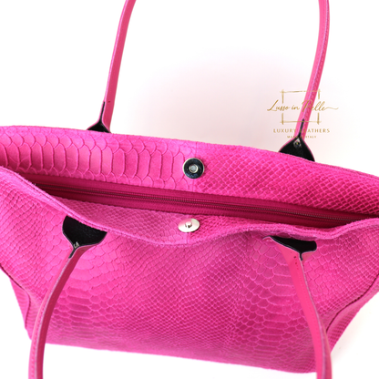 Suede Snake Print Two Style Large Shopper Bag