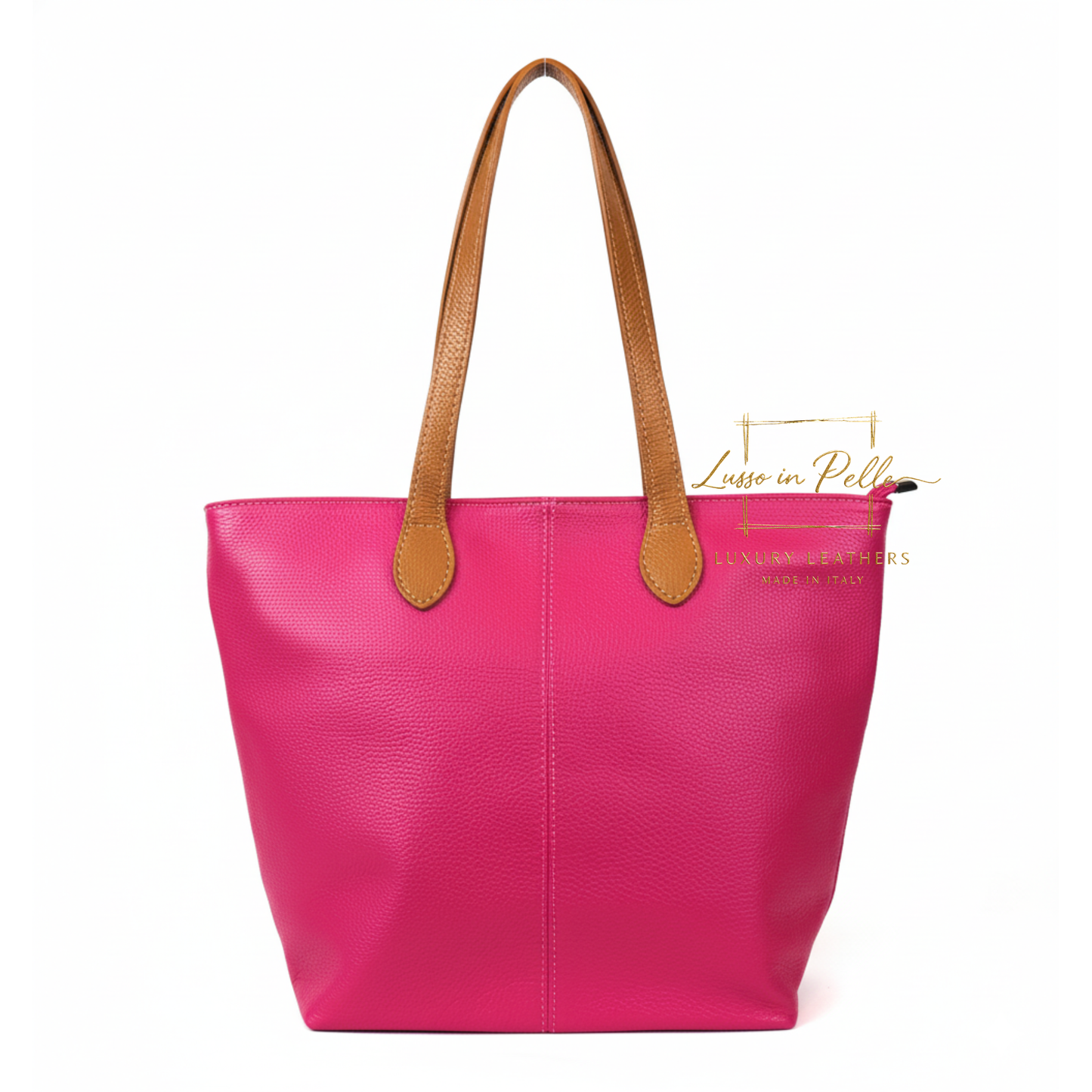 The Essential Tote (Handmade Italian Leather Shoulder Bag Tan Handle)