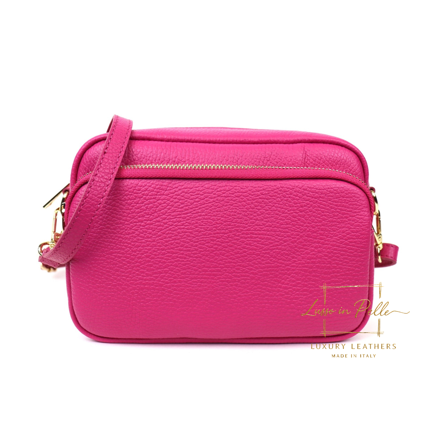 Double Zip Genuine Italian Leather Handbag