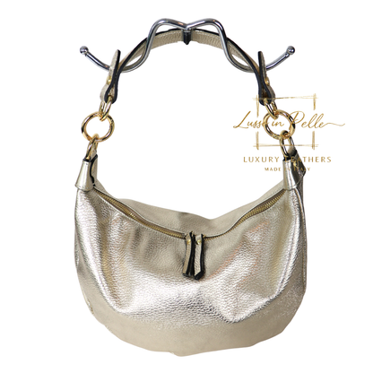 Grain Leather Half Moon Shoulder & Crossbody Bag
