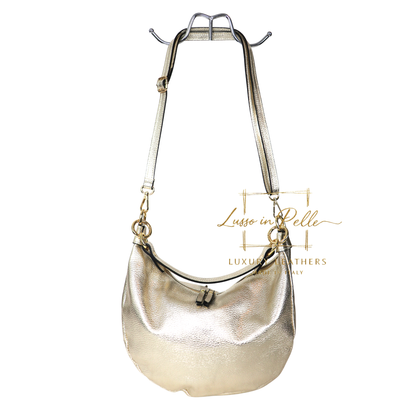 Grain Leather Half Moon Shoulder & Crossbody Bag